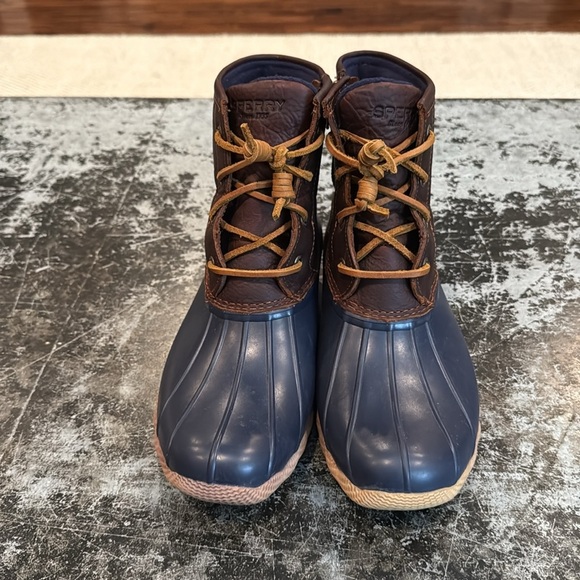 Sperry Navy/Brown Waterproof Saltwater Duck Boots Size 8.5 - Picture 5 of 8